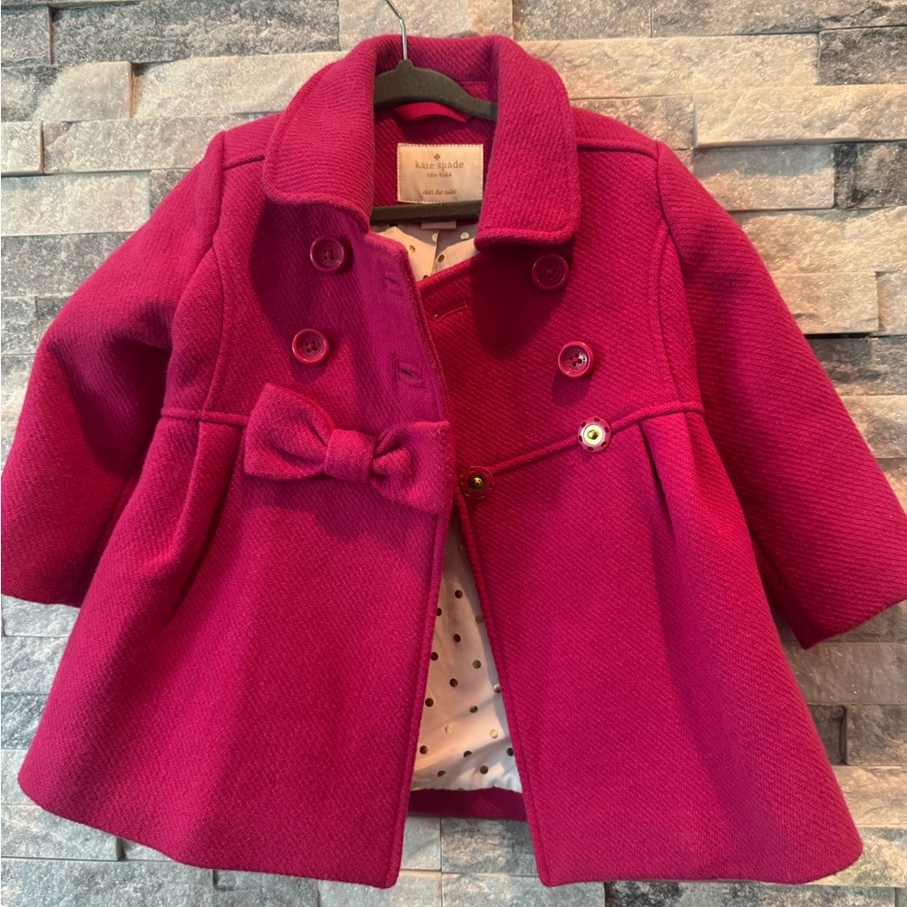 kate spade Kids' Fuchsia Pea Coat with Bow